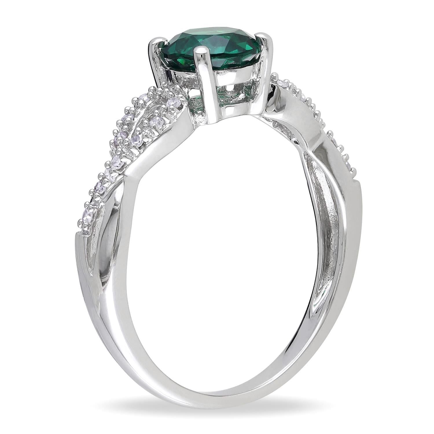 10k White Gold Created Emerald and Diamond Ring sold by Lord & Taylor product image thumbnail 2