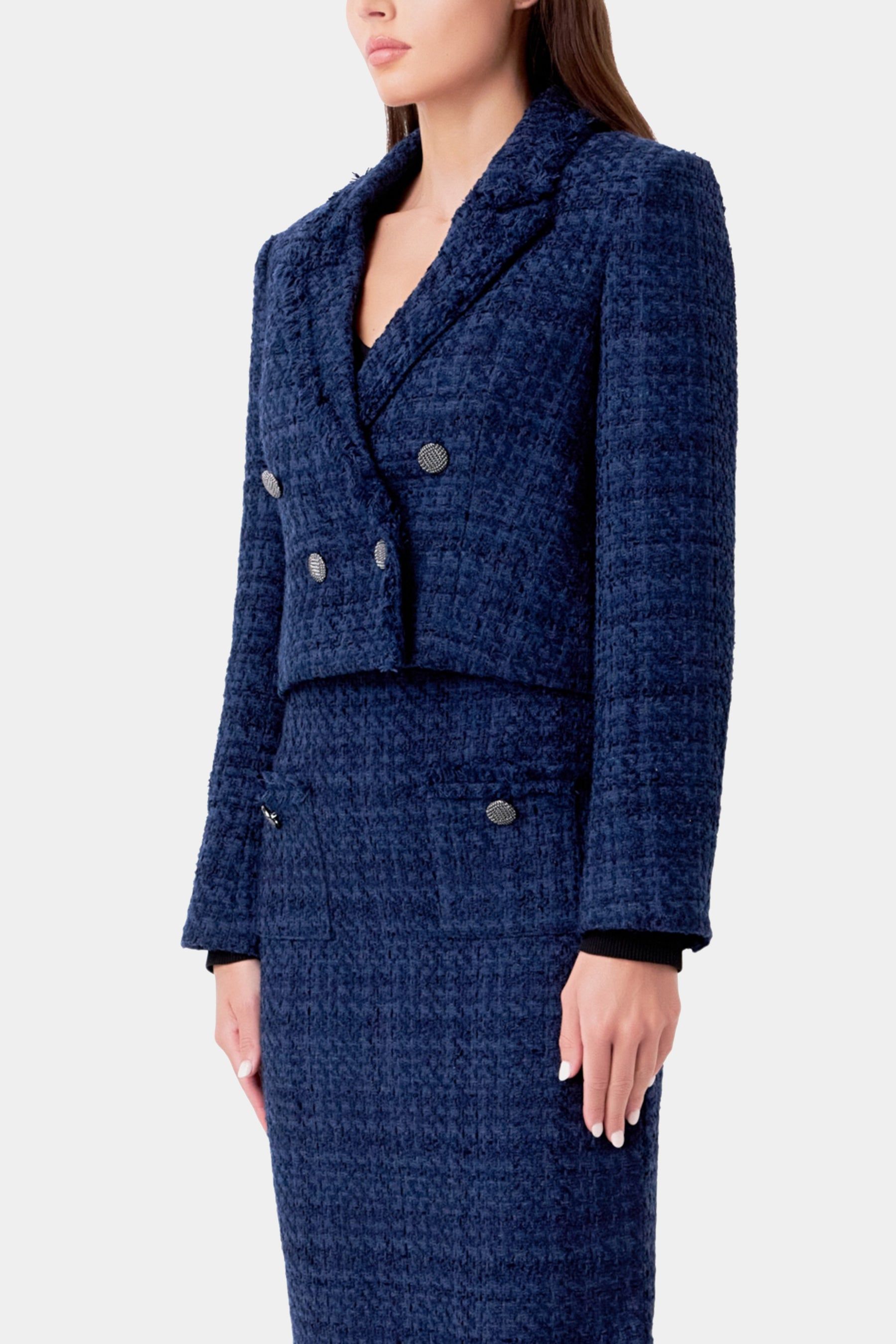 Boucle Tweed Double Breasted Jacket sold by Lord & Taylor product image thumbnail 3