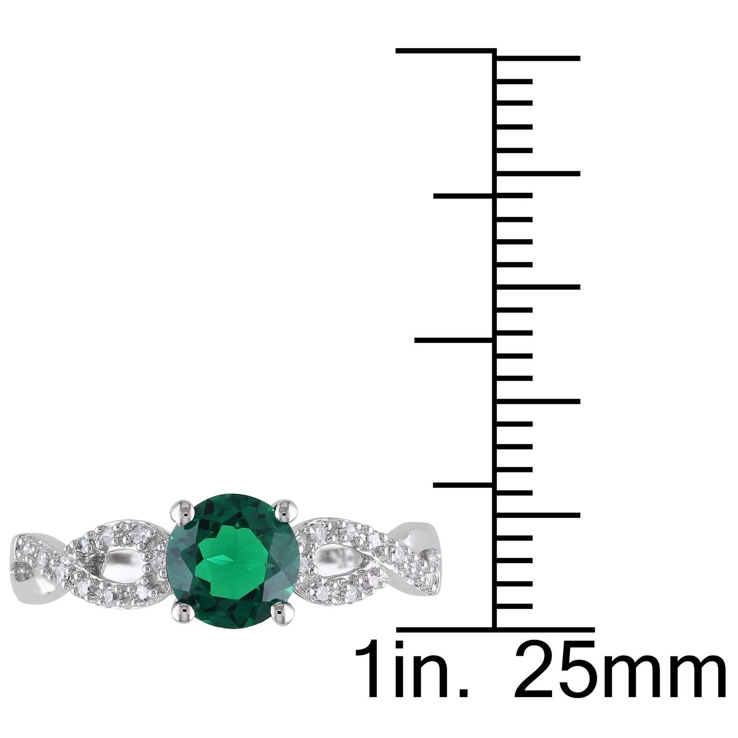 10k White Gold Created Emerald and Diamond Ring sold by Lord & Taylor product image thumbnail 3
