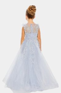 Girls Feather Detail Sleeve Glitter Tulle Dress sold by Lord & Taylor