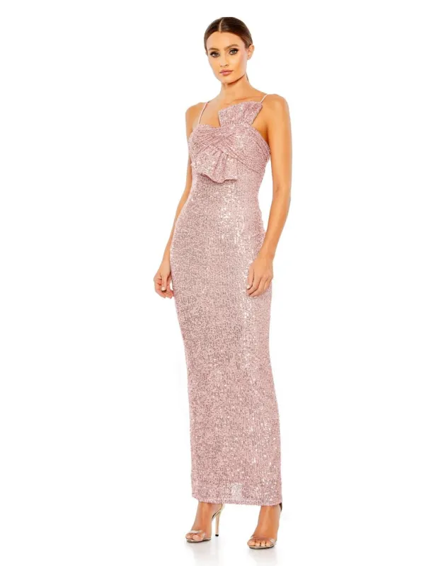Sequined Strappless Faux Bow Column Gown sold by Lord & Taylor
