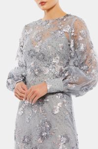 Embellished Illusion High Neck Bishop Sleeve Gown sold by Lord & Taylor