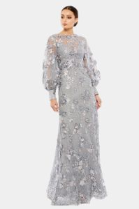 Embellished Illusion High Neck Bishop Sleeve Gown sold by Lord & Taylor