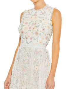 Embellished High Neck Sleeveless Ruffled Gown sold by Lord & Taylor