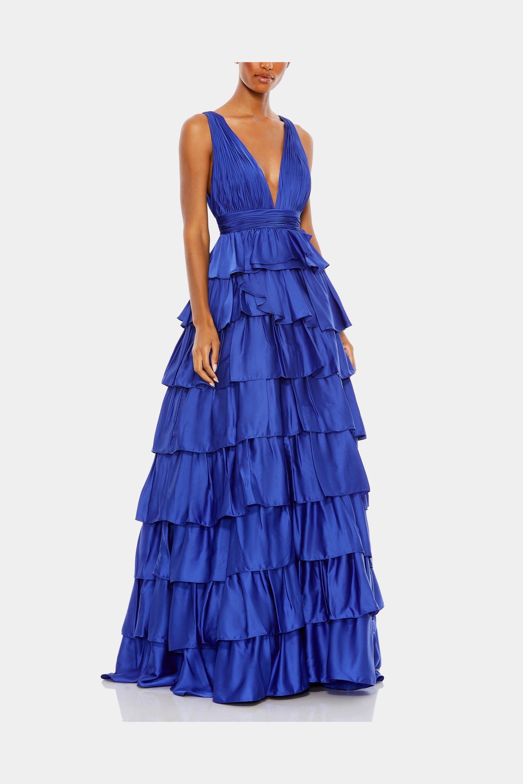 Ruffle Tiered Pleated Sleeveless Gown sold by Lord & Taylor