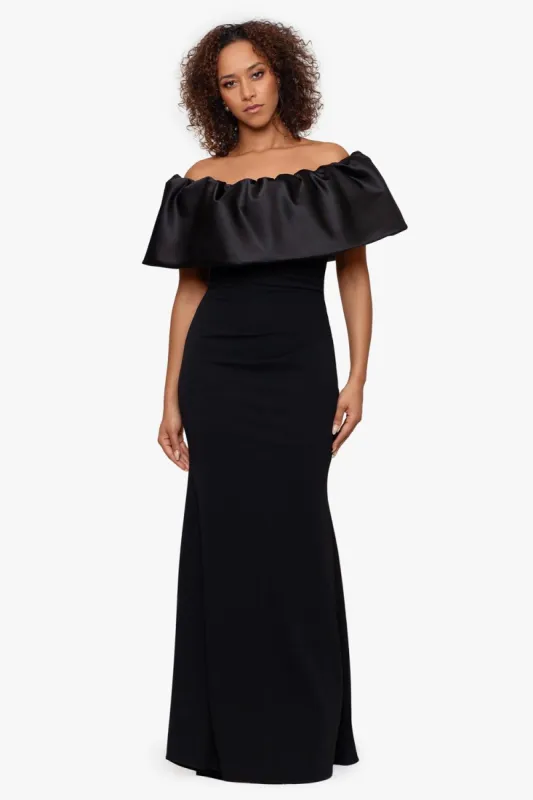 Long Off The Shoulder Lamor Scuba Crepe Gown sold by Lord & Taylor