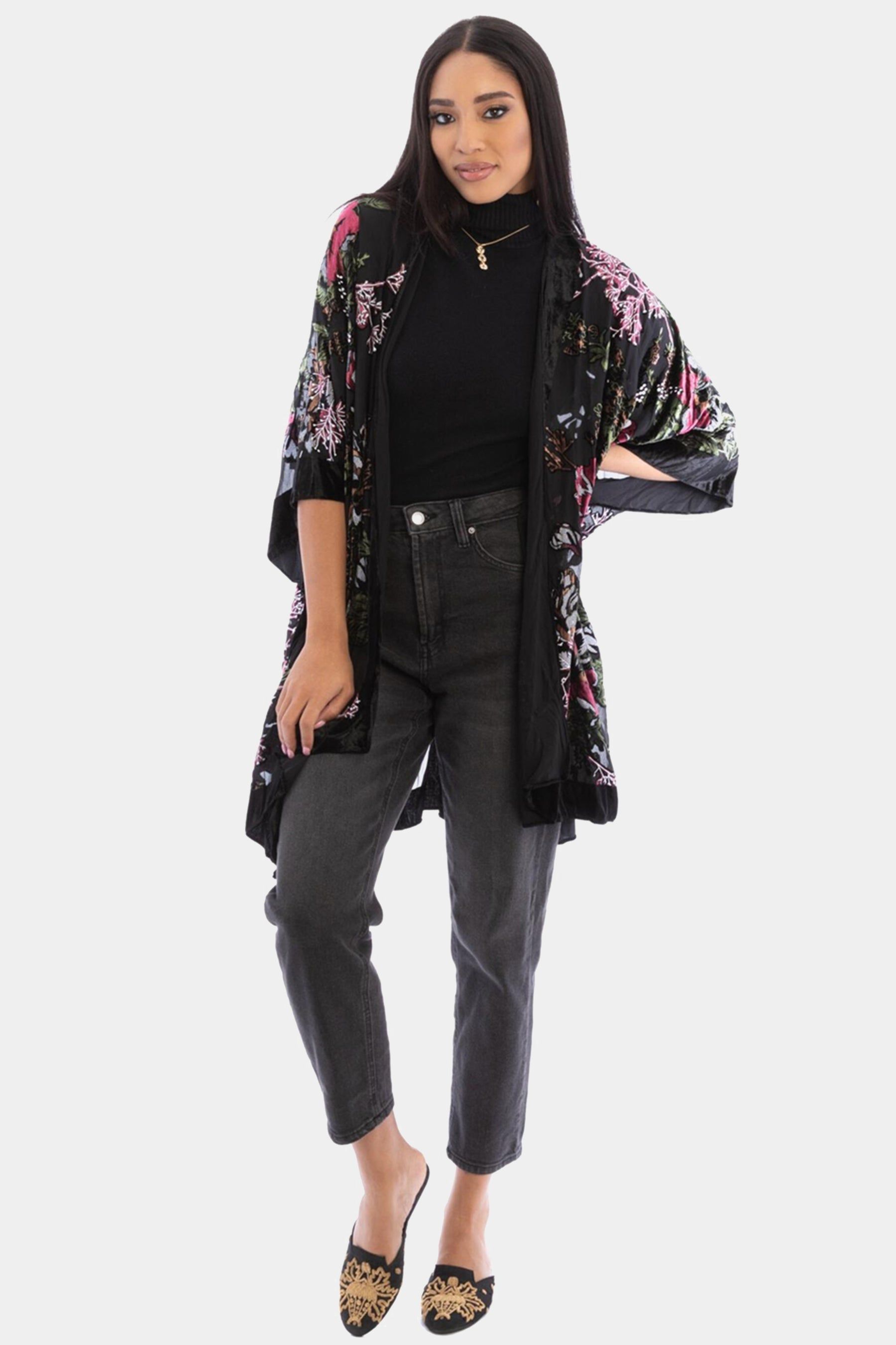 Ione Velvet Burnout Kimono sold by Lord & Taylor product image thumbnail 4