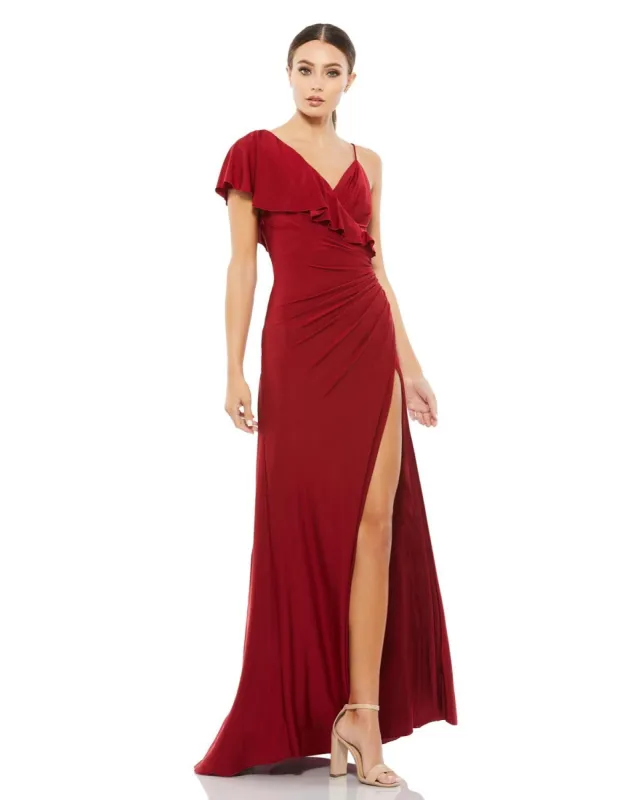 Asymmetrical V Neck High Slit Gown sold by Lord & Taylor