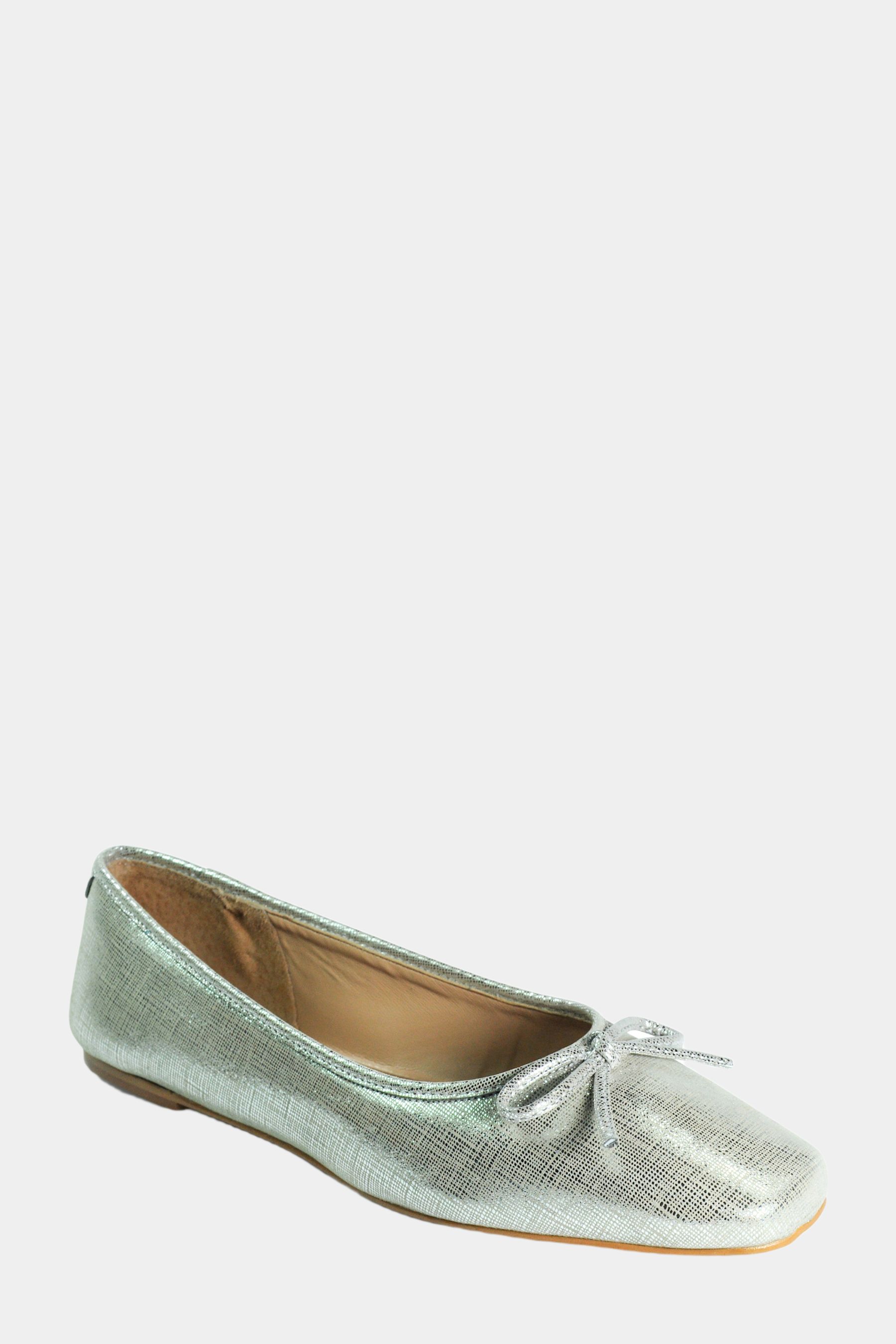 Lancer Silver Leather Ballet Flats sold by Lord & Taylor