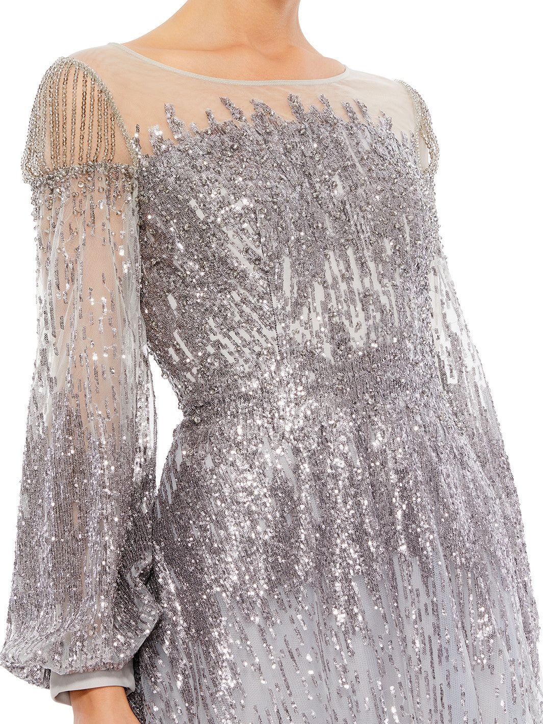 Jewel Encrusted Illusion Long Sleeve A Line Gown sold by Lord & Taylor product image thumbnail 2