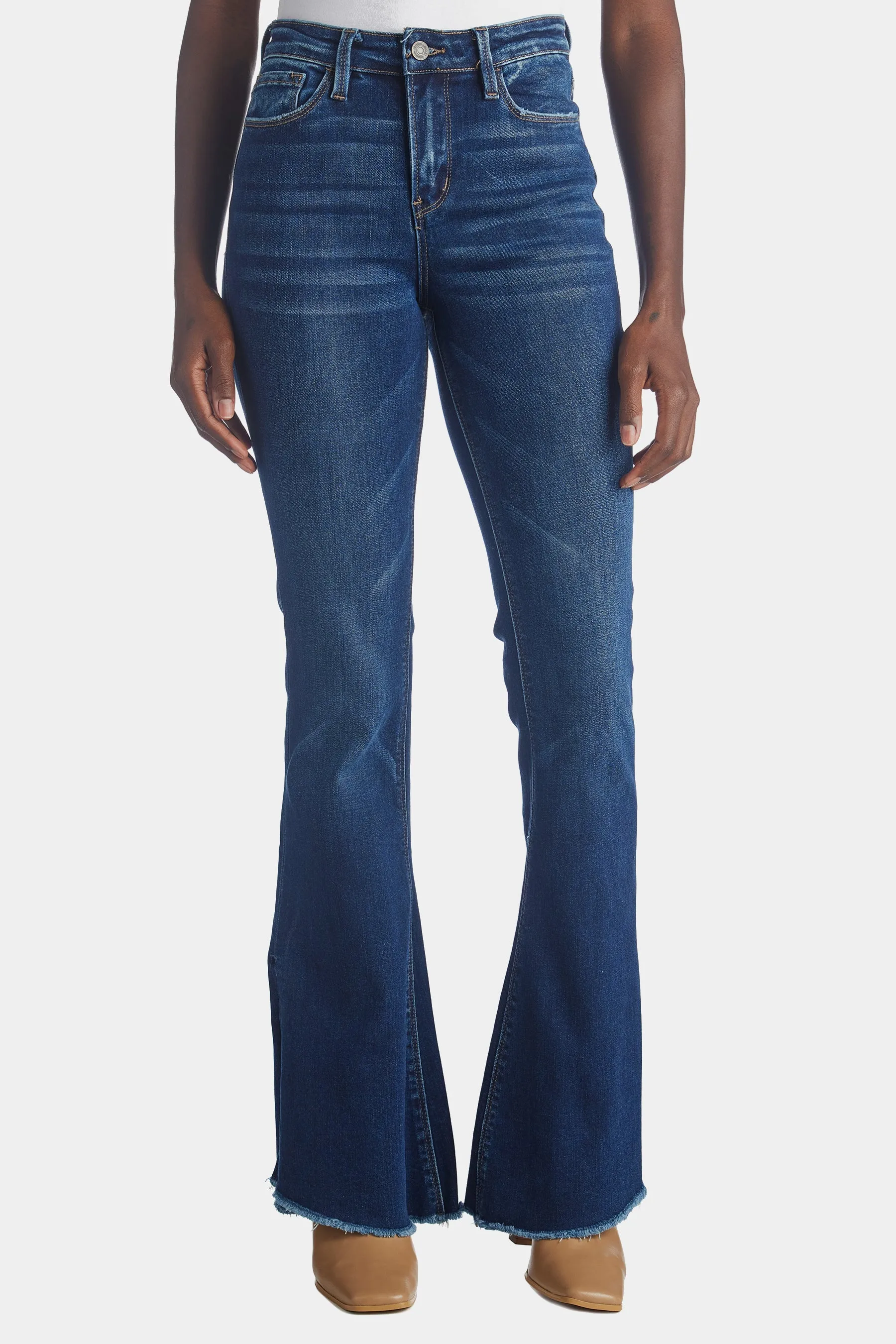 High Rise Slit Uneven Hem Flared Jeans sold by Lord & Taylor product image thumbnail 5