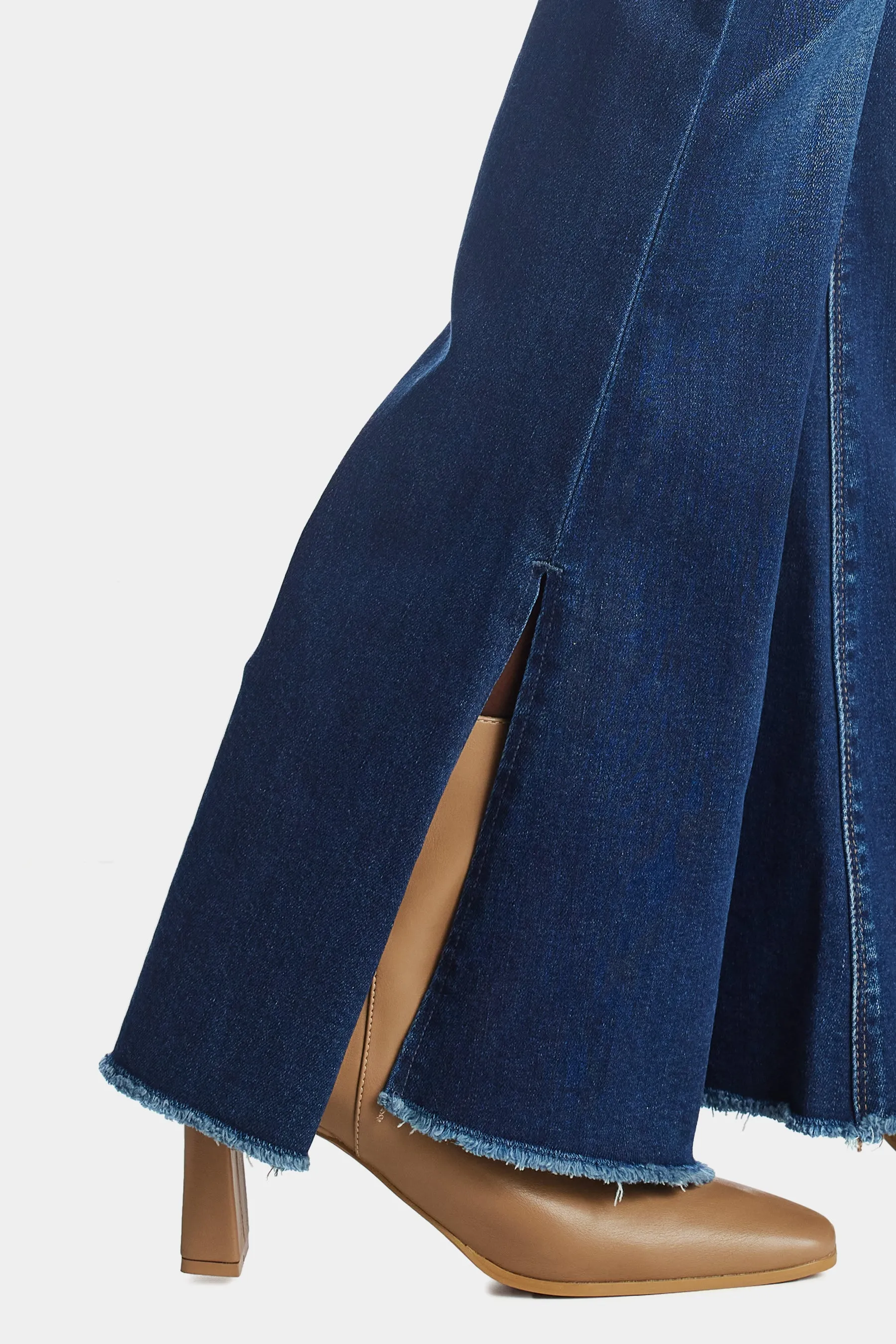 High Rise Slit Uneven Hem Flared Jeans sold by Lord & Taylor product image thumbnail 2
