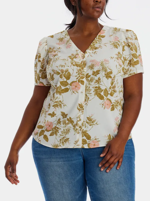 Puff Sleeve Button Up Top sold by Lord & Taylor