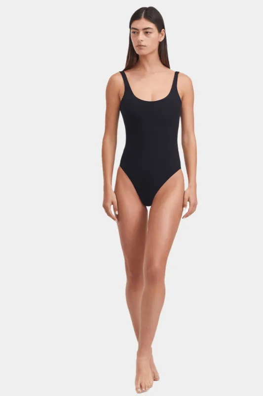 Waffle Knit Textured Scoop Neck One-Piece Swimsuit sold by Lord & Taylor