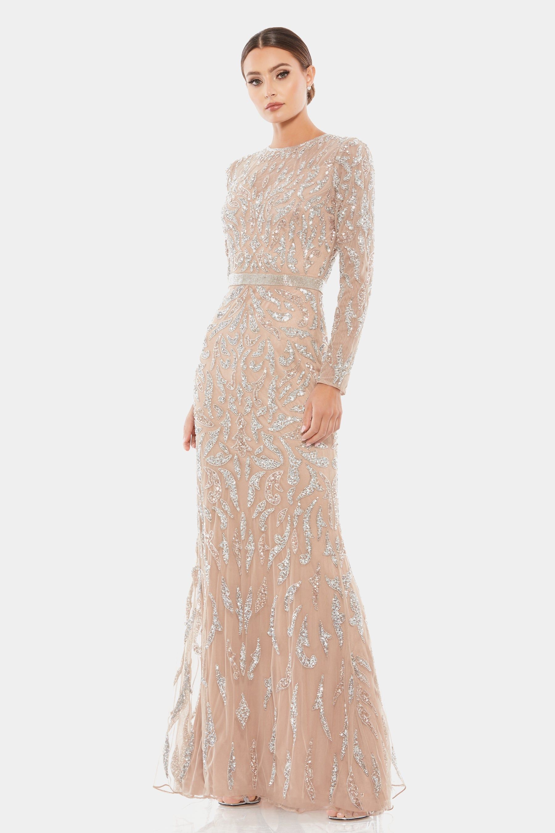 Beaded Long Sleeve Evening Gown sold by Lord & Taylor