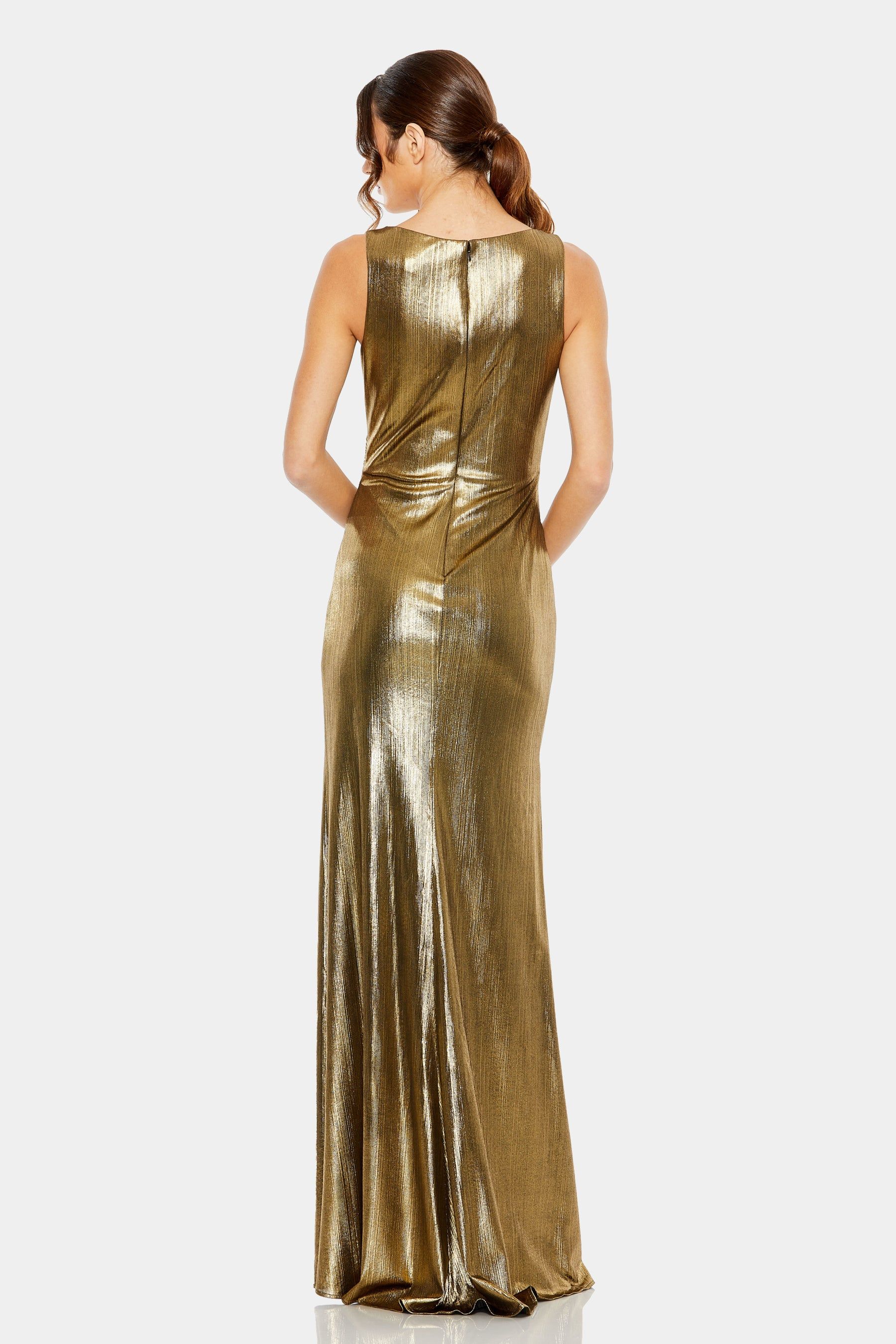 Ruched Detail V-Neck Metallic Gown sold by Lord & Taylor product image thumbnail 3