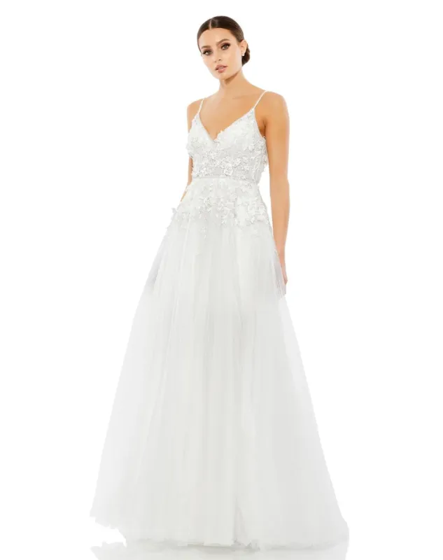 Appliqued V Neck Sleeveless Open Back A Line Gown sold by Lord & Taylor