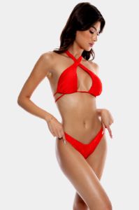 Cross Halter Neck Bikini Top sold by Lord & Taylor