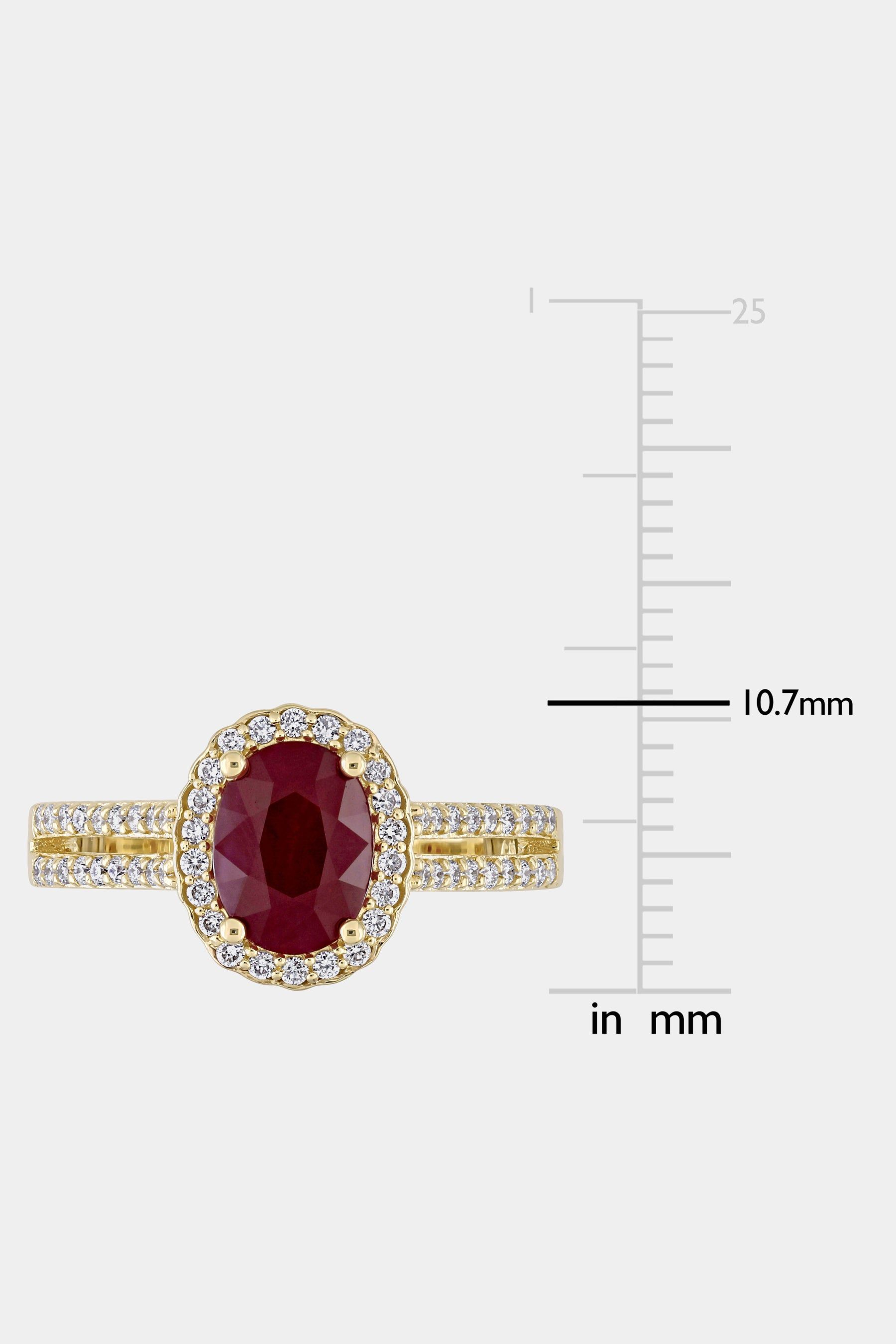 Oval Ruby and Diamond Floral Halo Double Row Ring in 14k Yellow Gold sold by Lord & Taylor product image thumbnail 2