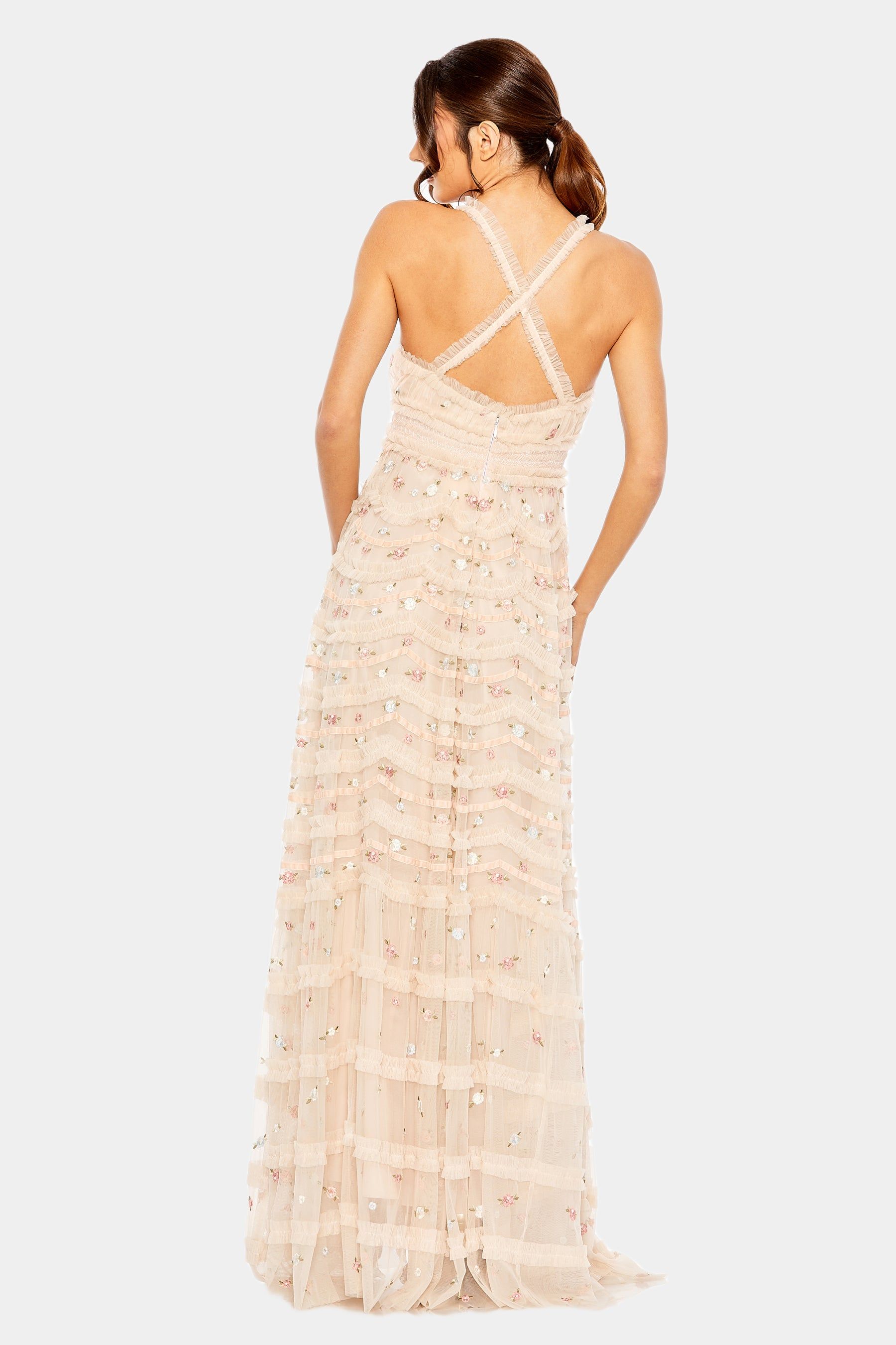 Cross Back Smock Waist Floral Embroidered Gown sold by Lord & Taylor product image thumbnail 2