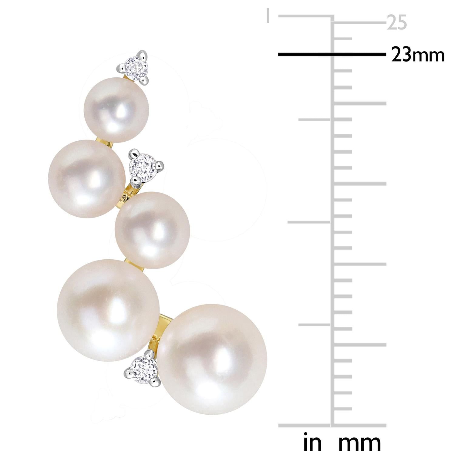 Cultured Freshwater Pearl and White Topaz Climber Earrings sold by Lord & Taylor product image thumbnail 2