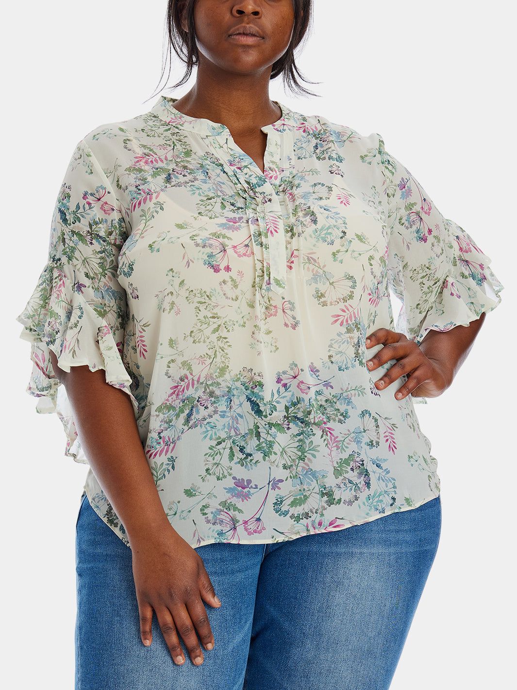 Flutter Sleeve Pintuck Front Blouse sold by Lord & Taylor product image thumbnail 4
