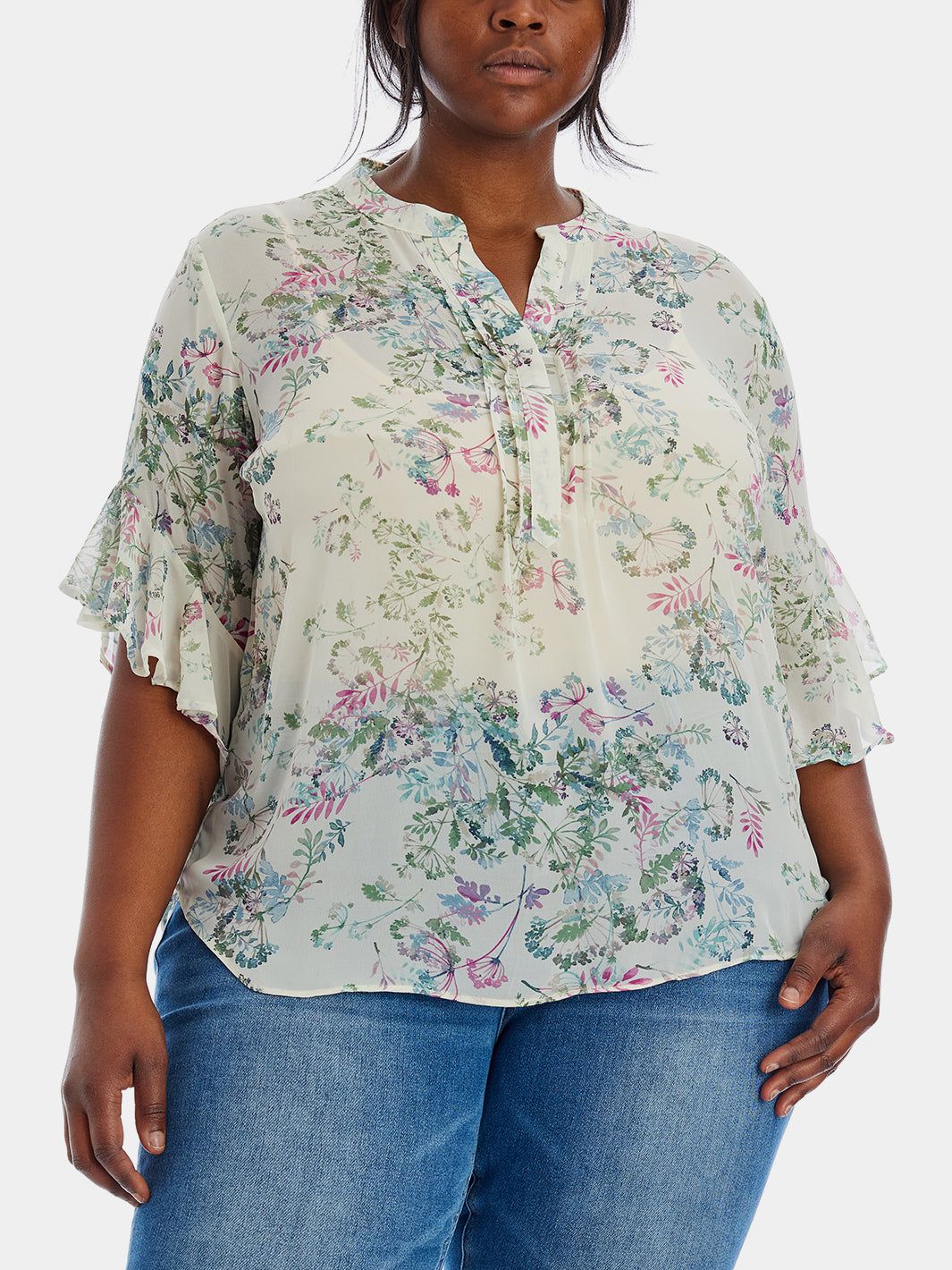 Flutter Sleeve Pintuck Front Blouse sold by Lord & Taylor