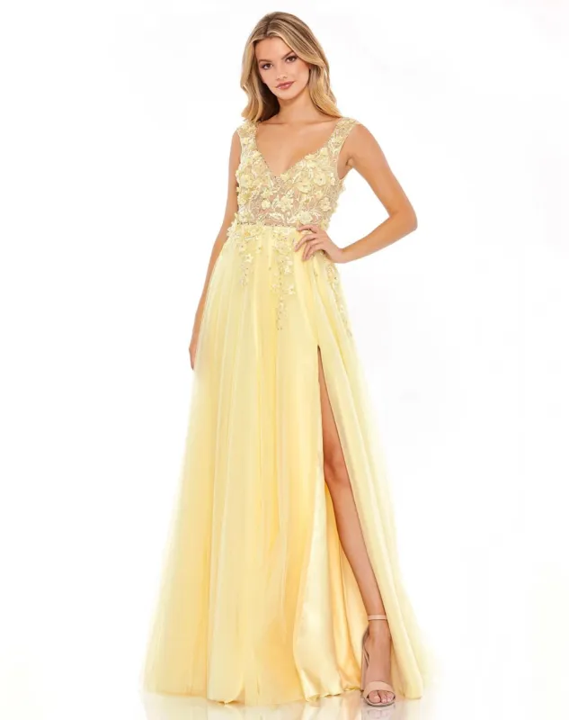 Embellished Illusion Bustier A Line Gown sold by Lord & Taylor