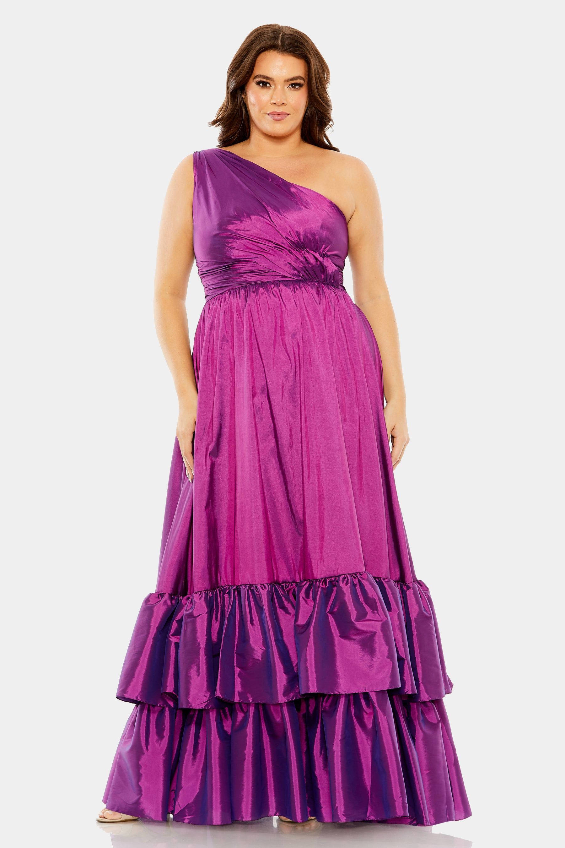 One Shoulder Asymmetrical Ruffle Hem Gown sold by Lord & Taylor