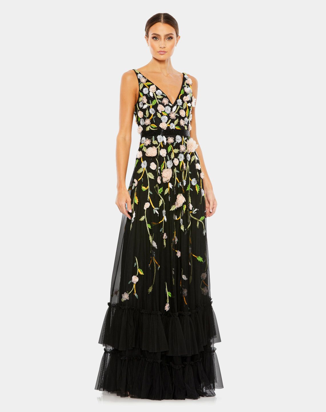 Embellished Sleeveless V Neck A Line Gown sold by Lord & Taylor