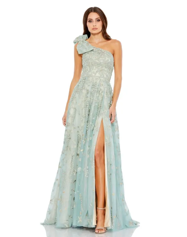 Embellished Bow One Shoulder A Line Gown sold by Lord & Taylor