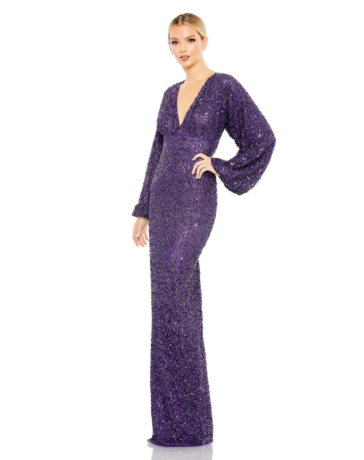Long Sleeve Empire Waist Sequin Gown sold by Lord & Taylor product image thumbnail 8