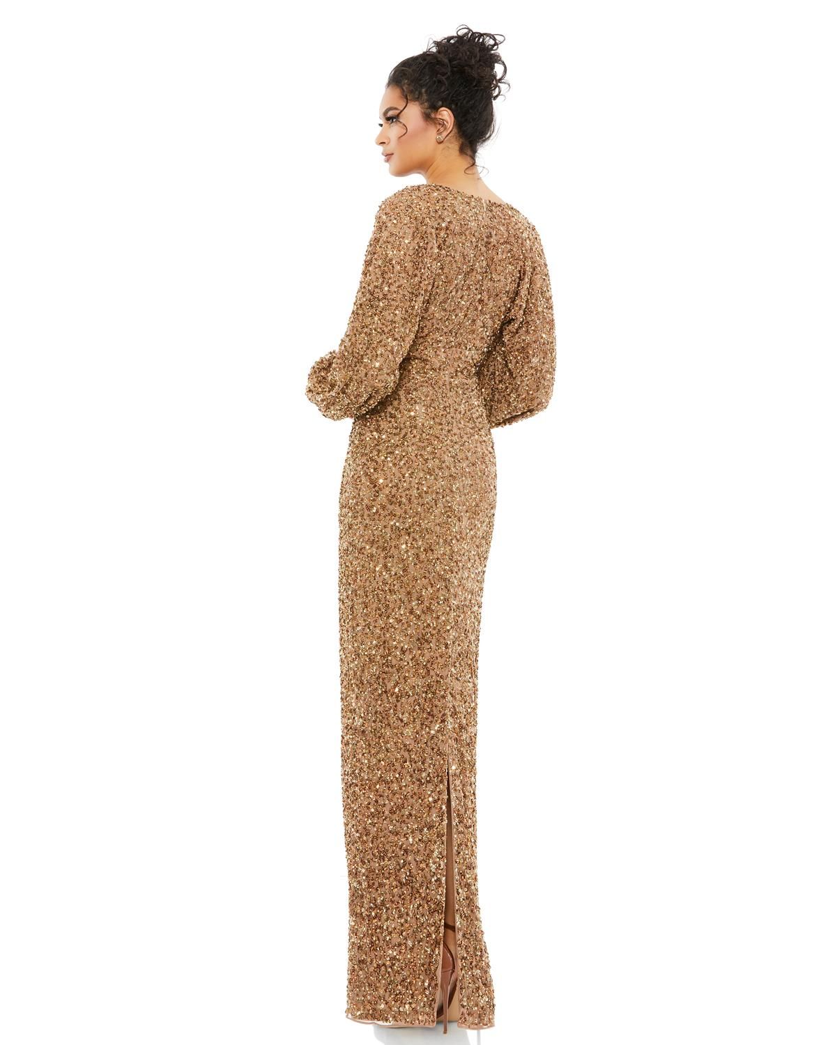 Long Sleeve Empire Waist Sequin Gown sold by Lord & Taylor product image thumbnail 2