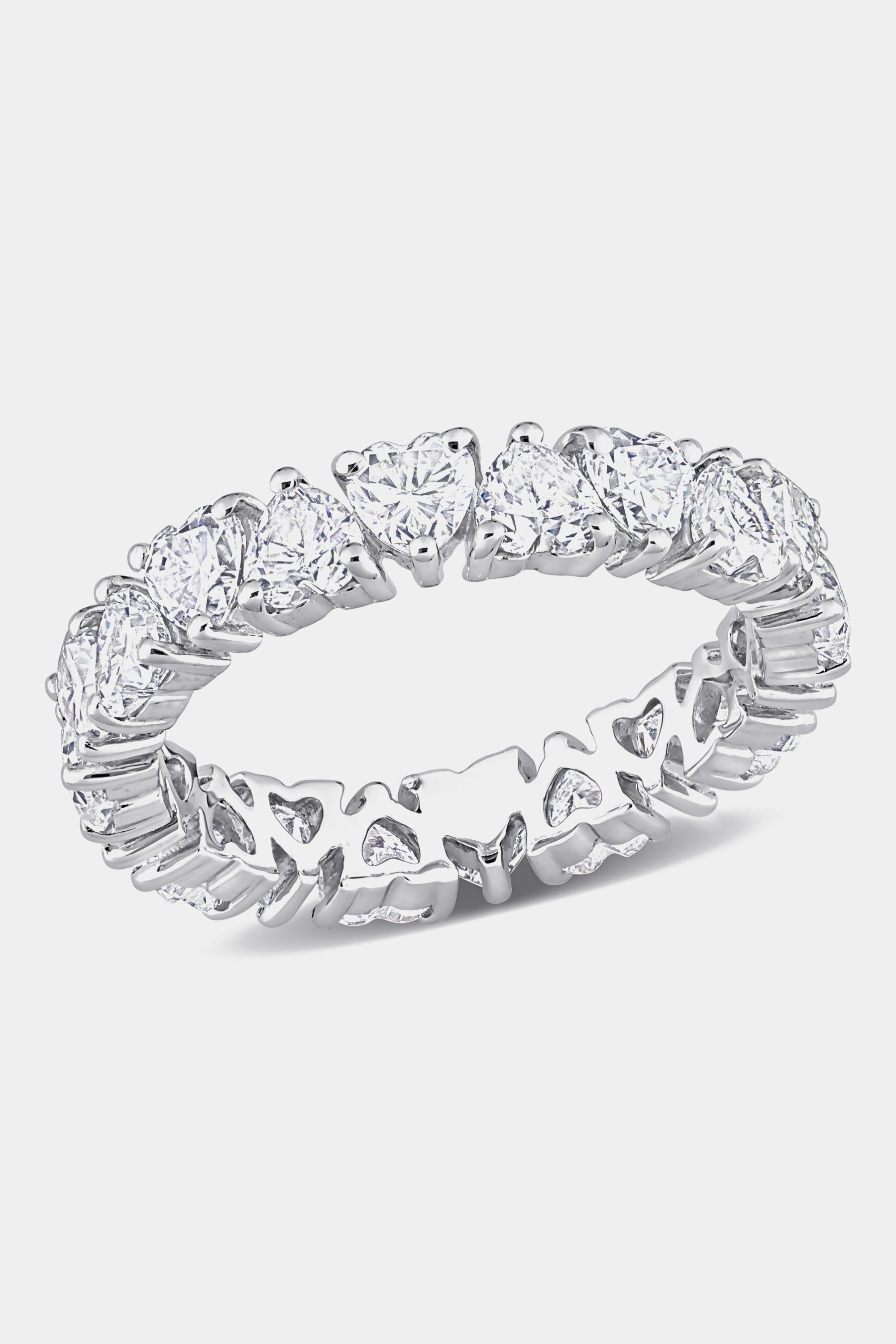Moissanite Heart Eternity Ring in Sterling Silver sold by Lord & Taylor