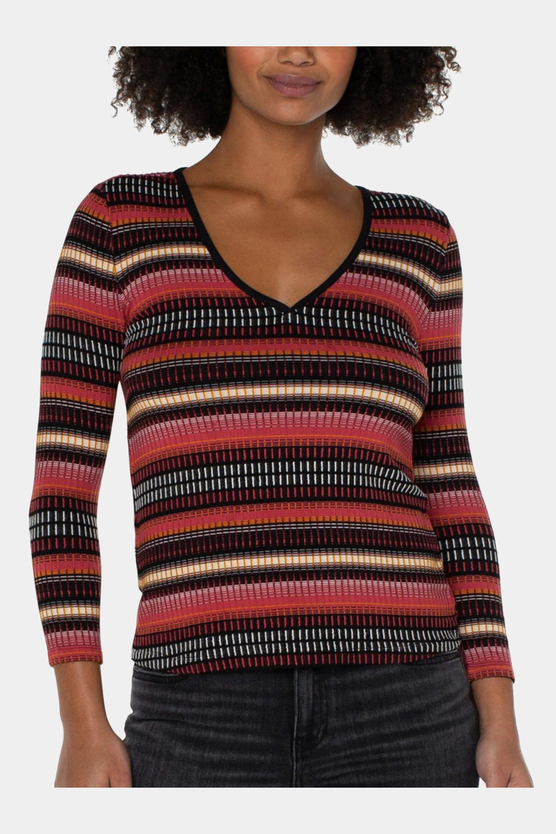 V-Neck Dyed Yarn Knit Top sold by Lord & Taylor product image thumbnail 2