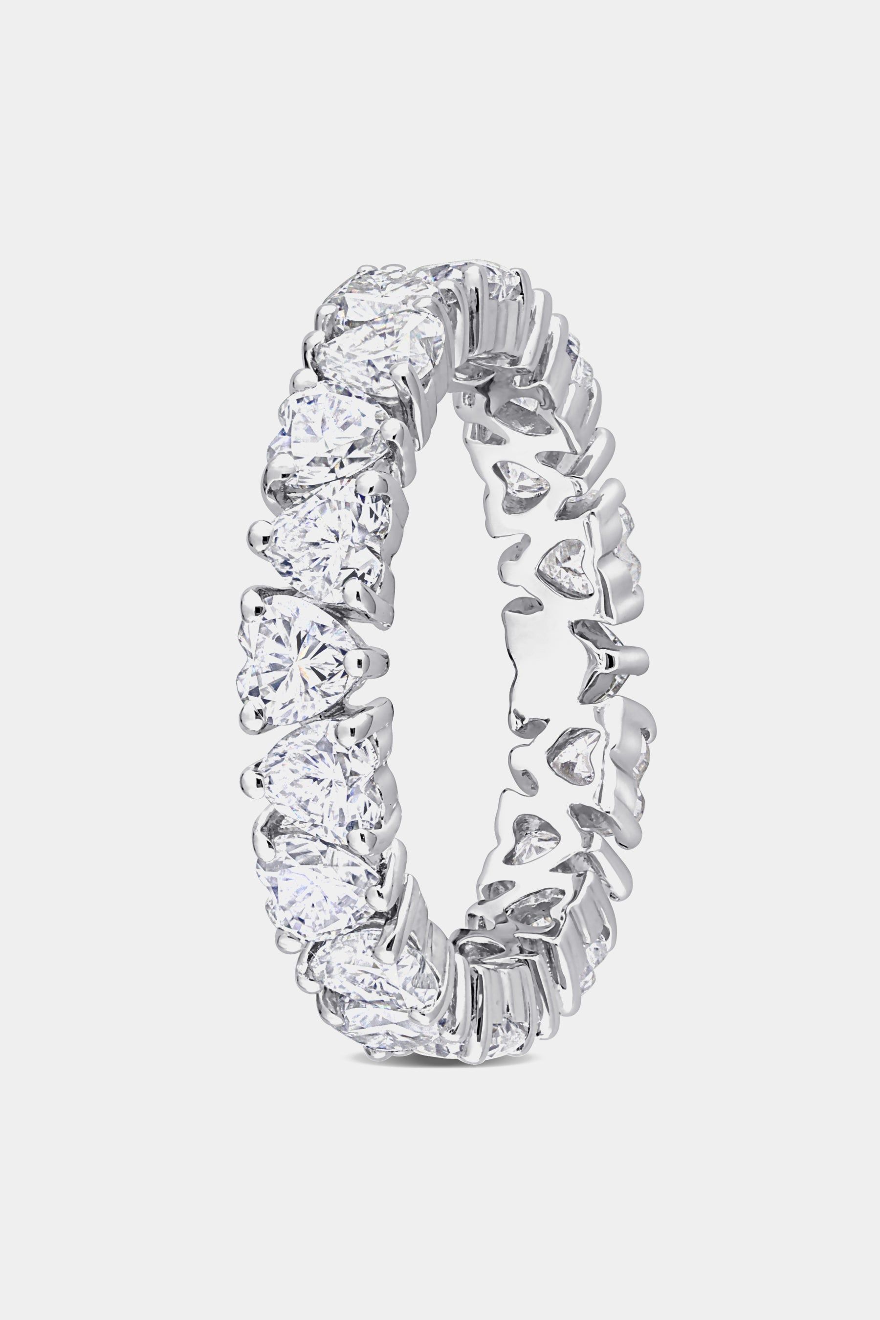 Moissanite Heart Eternity Ring in Sterling Silver sold by Lord & Taylor product image thumbnail 3