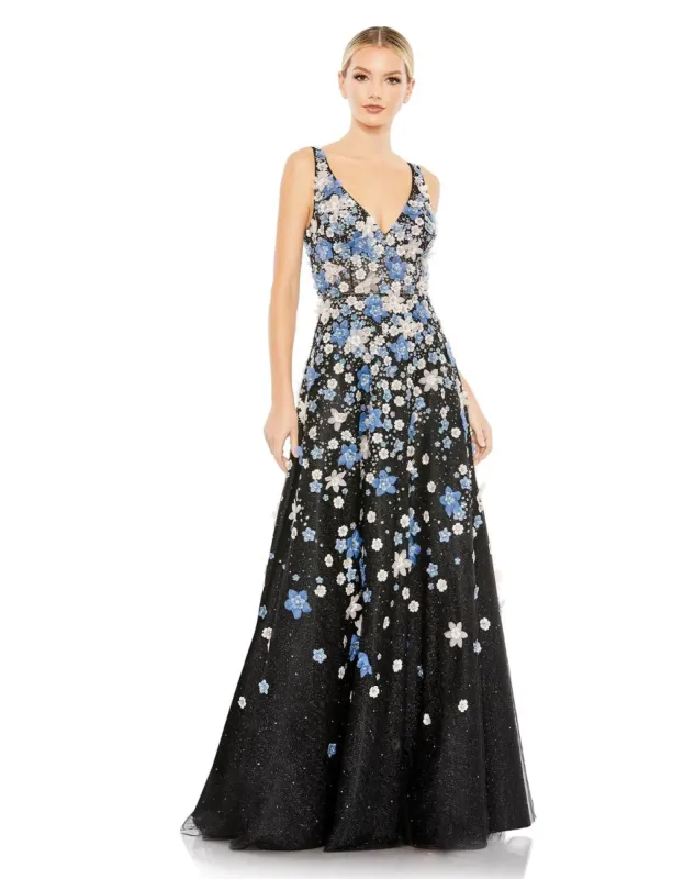 Floral Applique Sleeveless A-Line Evening Gown sold by Lord & Taylor
