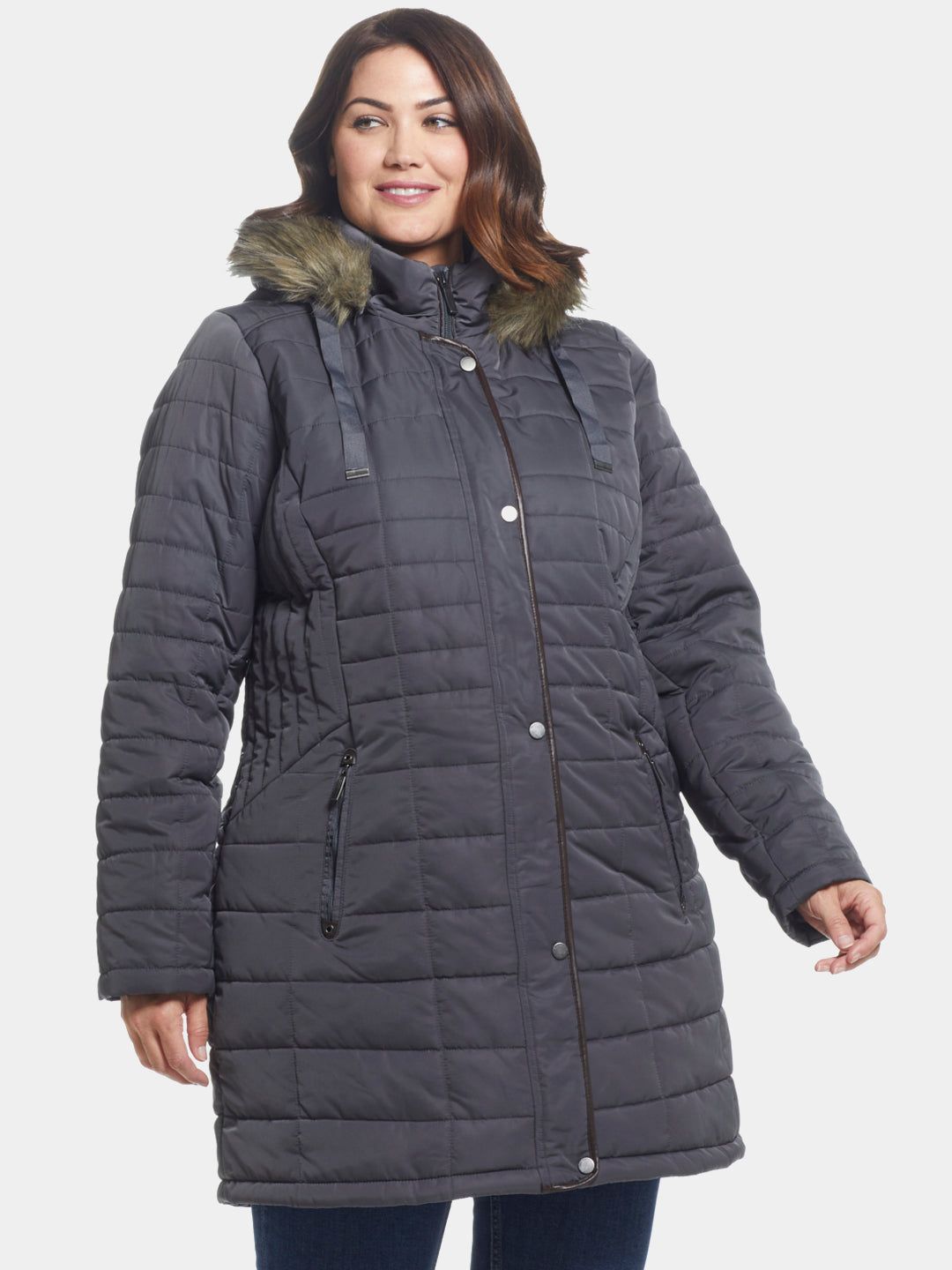 Hooded Parka Faux Leather Piping sold by Lord & Taylor product image thumbnail 5