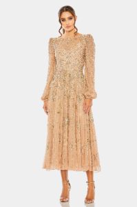 High Neck Puff Long Sleeve A-Line Dress sold by Lord & Taylor