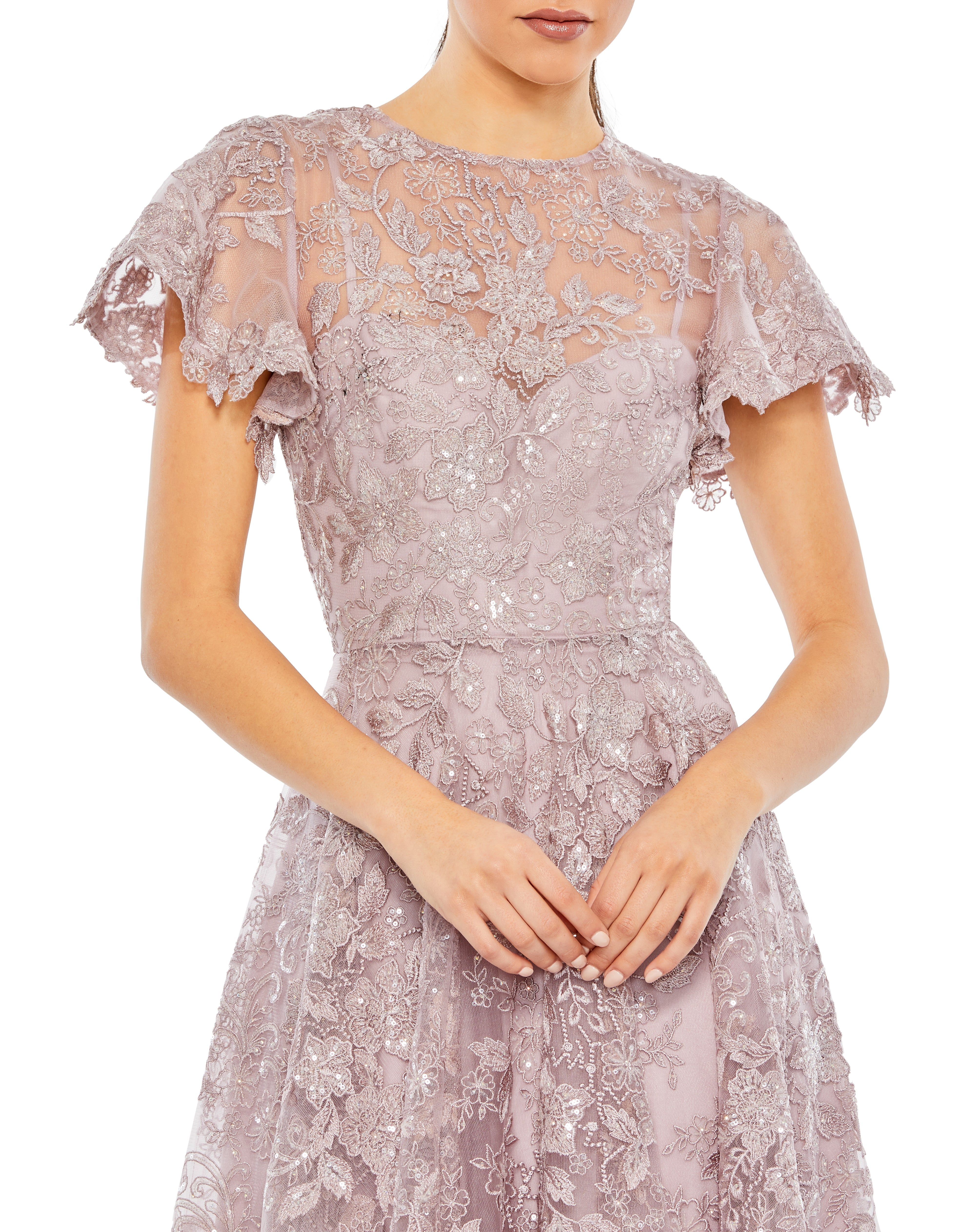 Embroidered High Neck Cap Sleeve A Line Gown sold by Lord & Taylor product image thumbnail 7