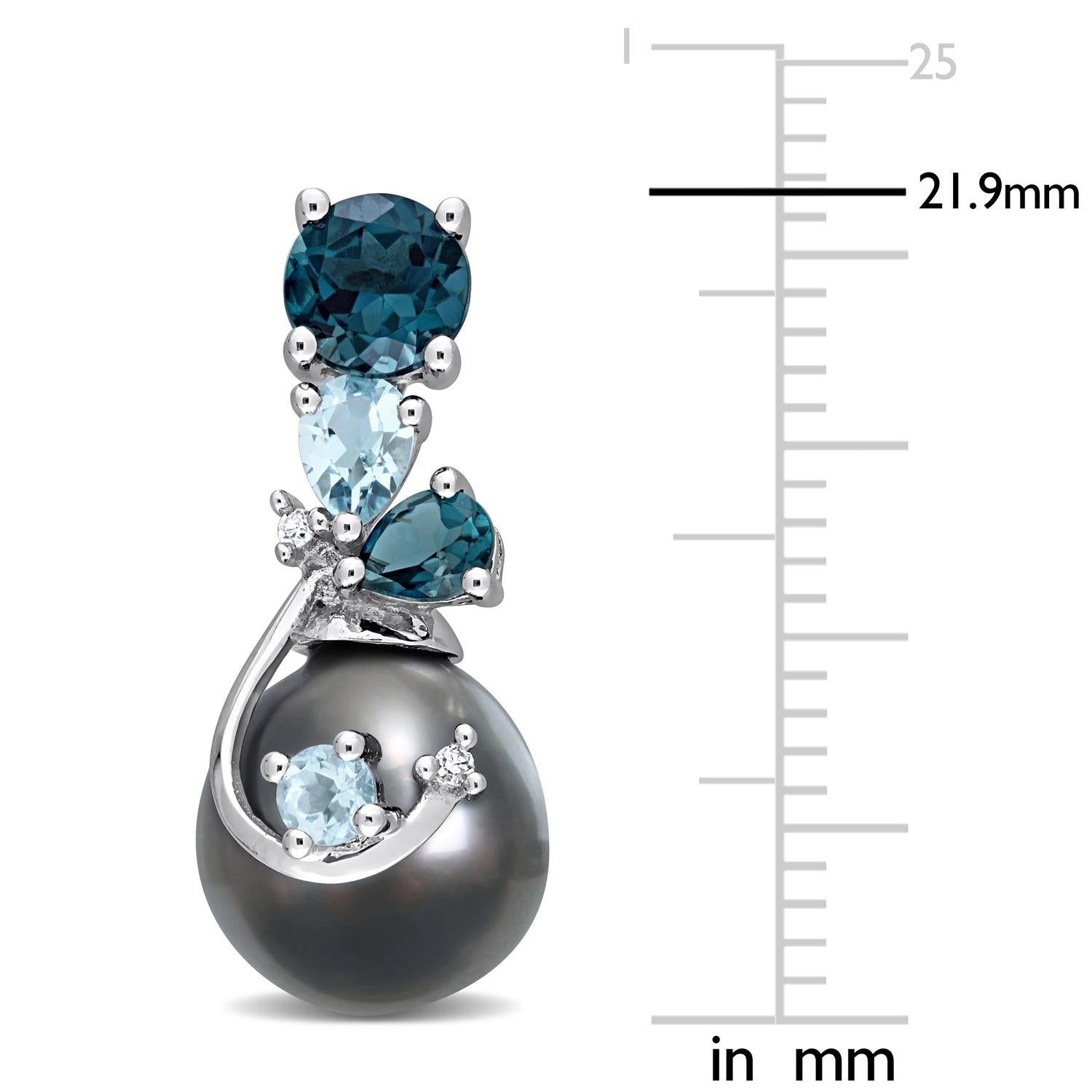 14k White Gold Cultured Pearl Blue Topaz & Diamond Accent Earrings sold by Lord & Taylor product image thumbnail 2