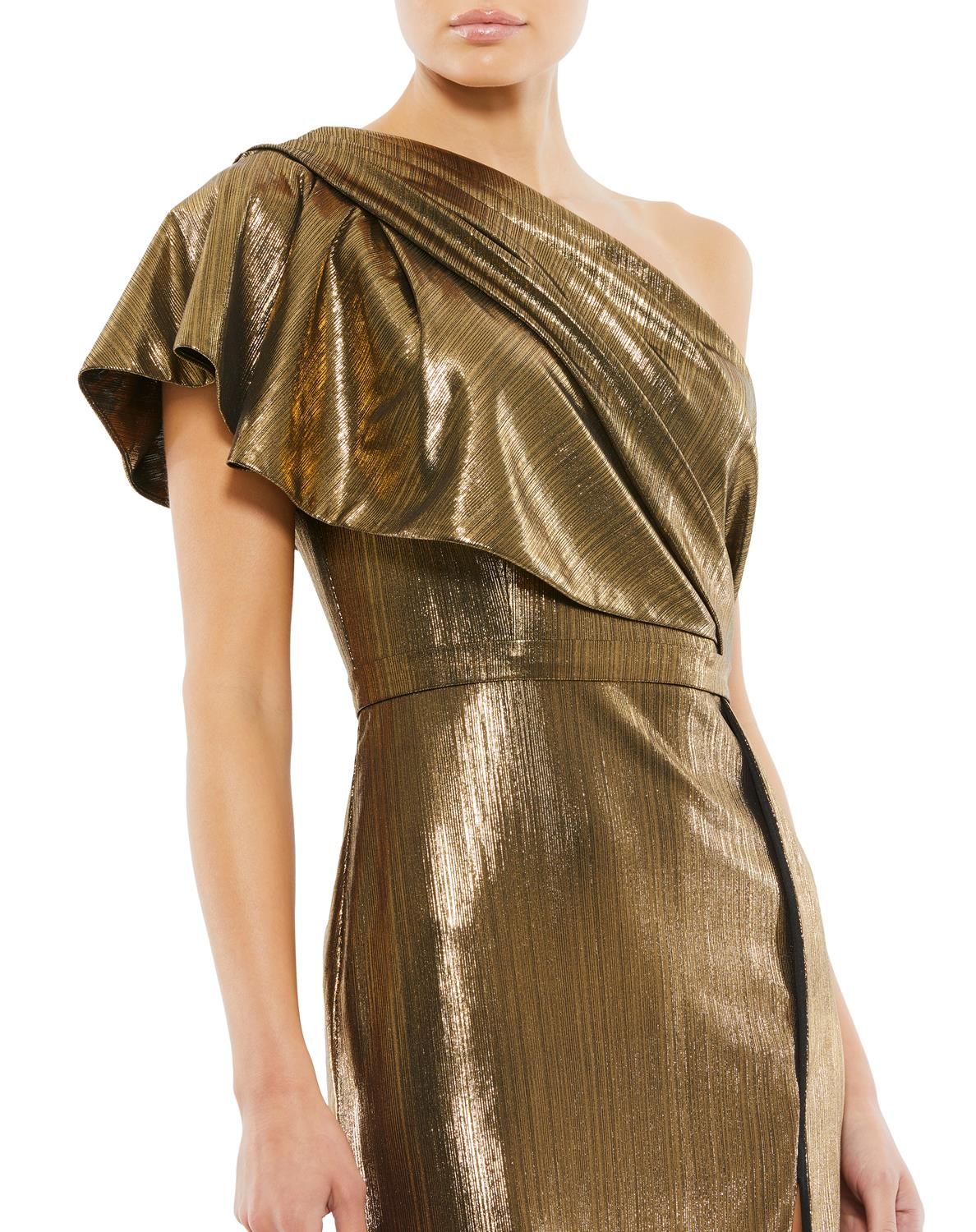 Metallic Ruffle One Shoulder Gown sold by Lord & Taylor product image thumbnail 3