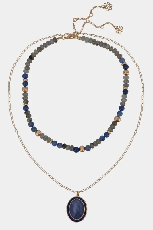 Worn Gold Tone Two Row Pendant Necklace sold by Lord & Taylor