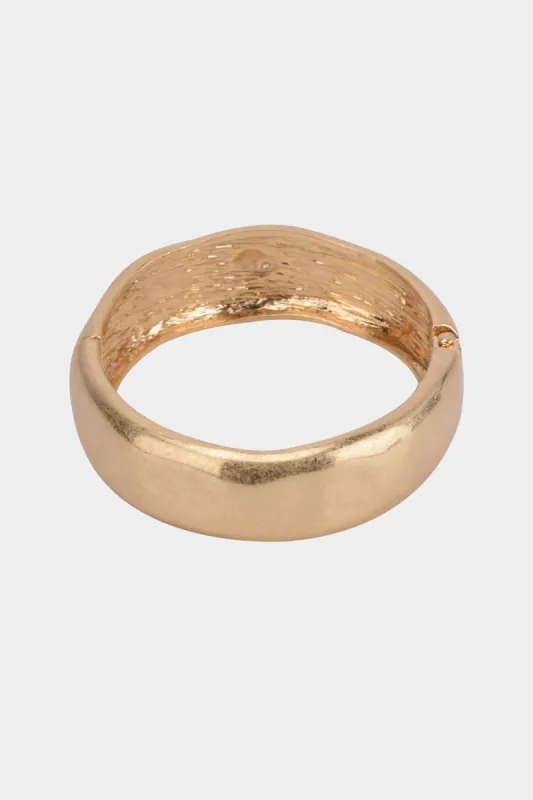 Worn Gold Tone Hammered Hinge Bangle Bracelet sold by Lord & Taylor