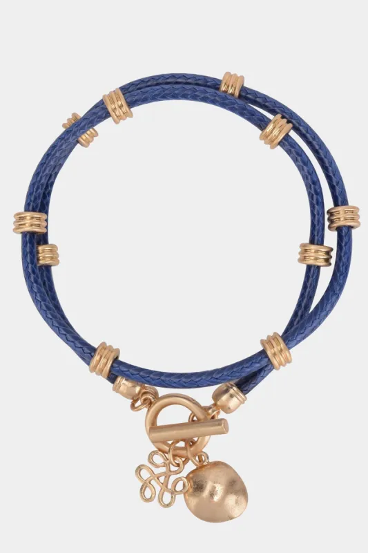 Worn Gold Tone and Cord Wrap Bracelet sold by Lord & Taylor