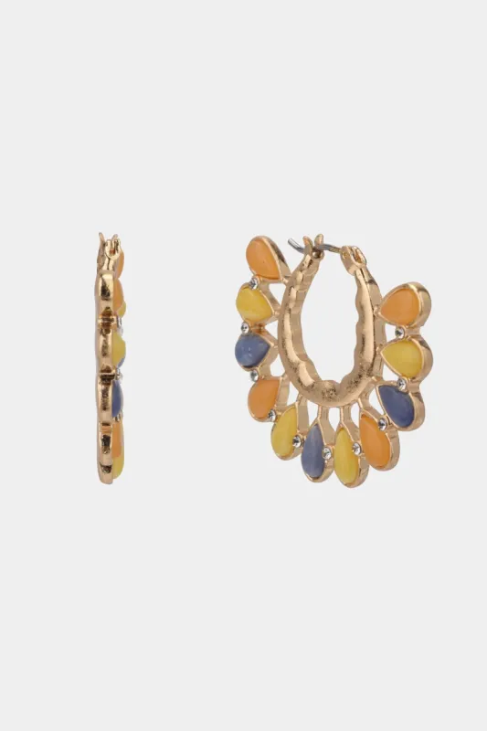 Jade and Aventurine Stones Gold Tone Hoop Earrings sold by Lord & Taylor