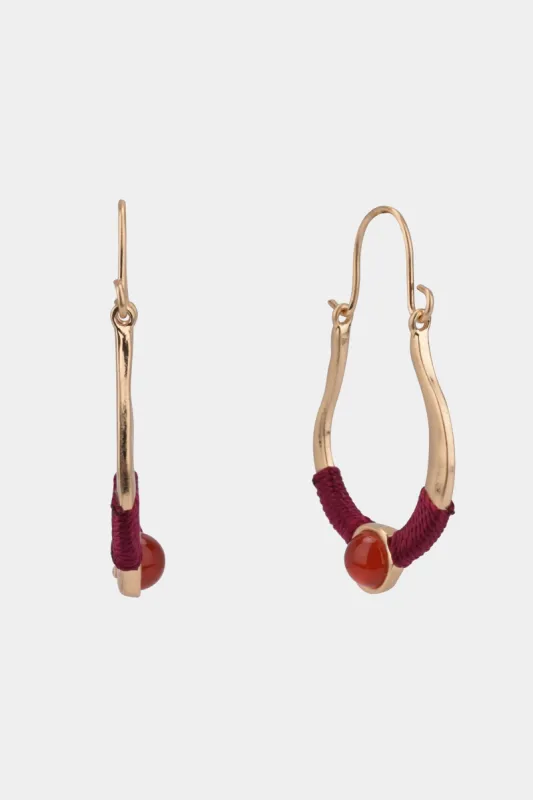 Carnelian Stone Worn Gold Tone Hoop sold by Lord & Taylor