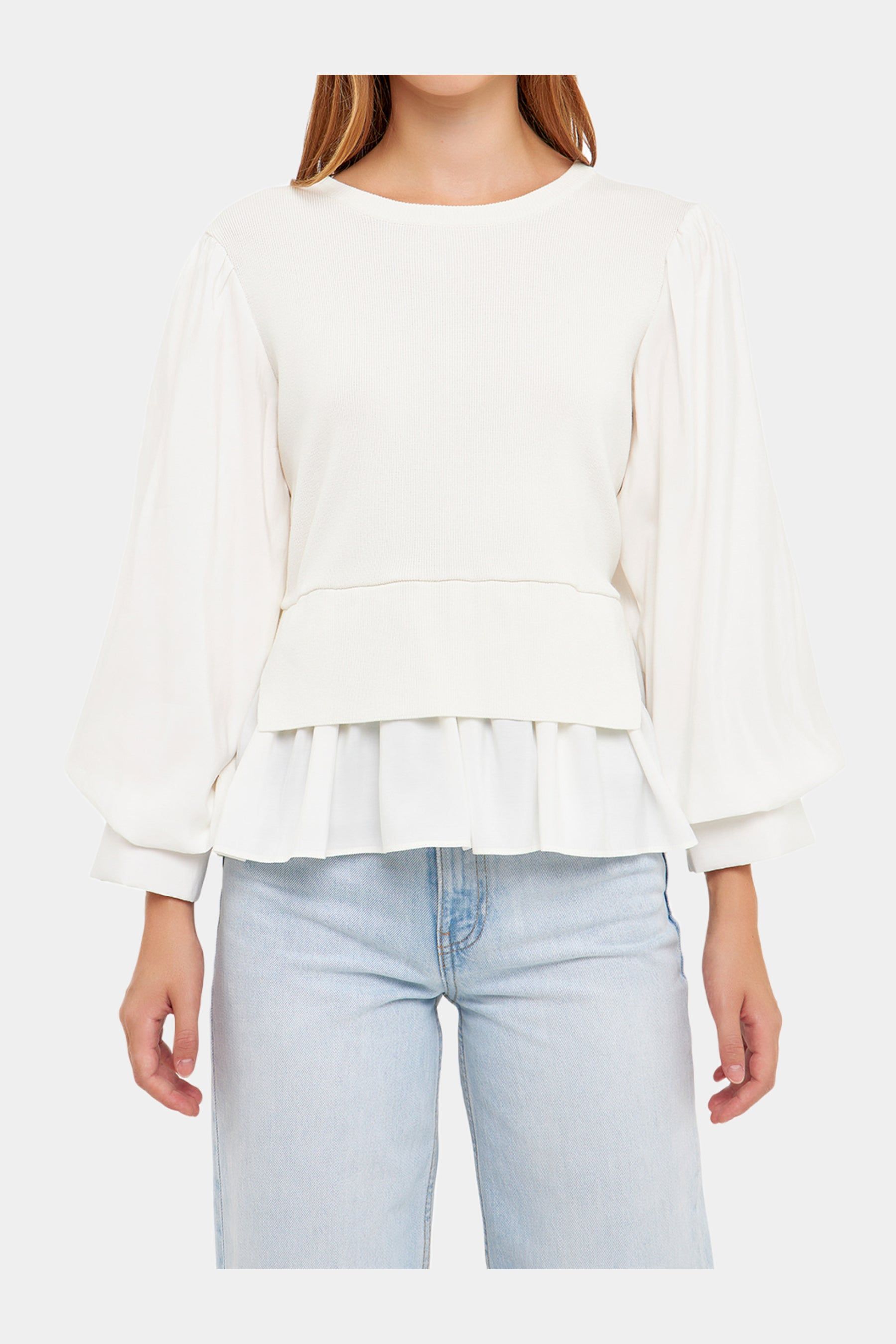 Mixed Media Layered Knit Top sold by Lord & Taylor product image thumbnail 5