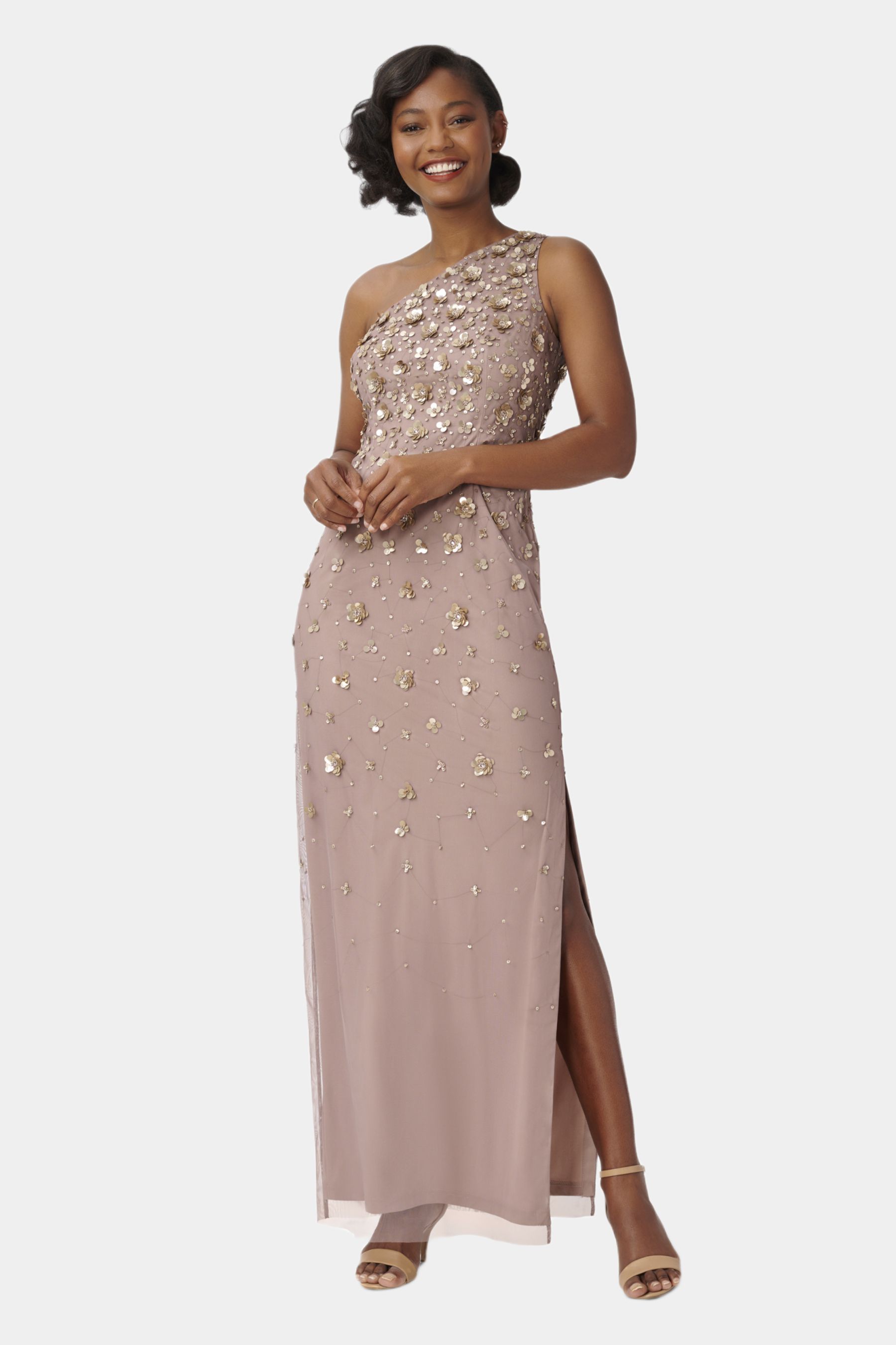 One Shoulder Beaded Gown sold by Lord & Taylor
