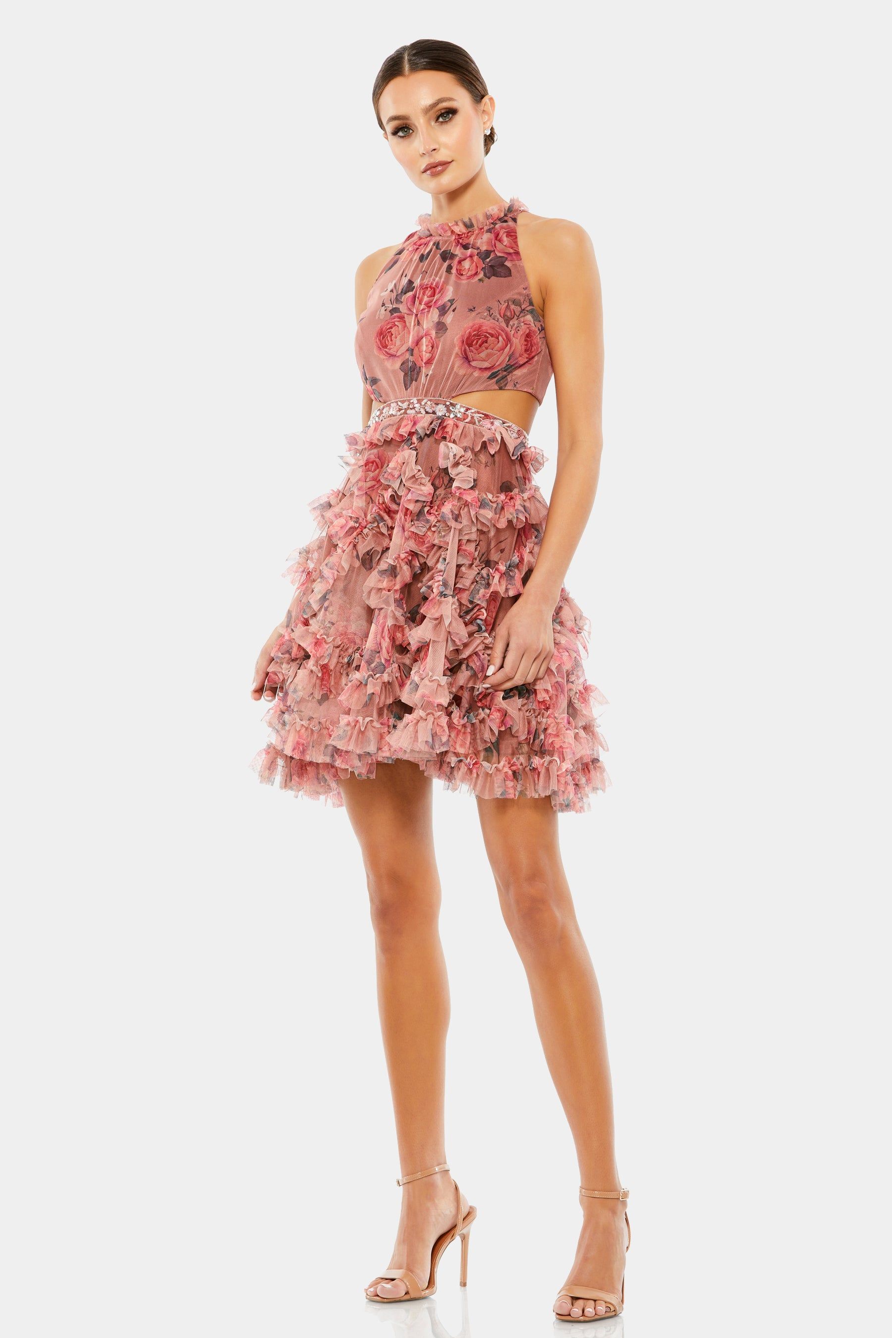 Ruffled Cut Out Halter Mini Dress sold by Lord & Taylor